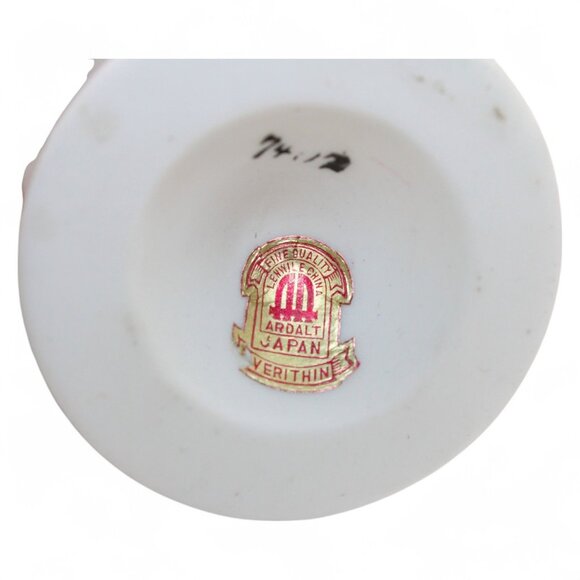 Vintage Ardalt Japan Verithin White Ceramic Vase With Pastel Floral Design & Orn - Picture 6 of 7